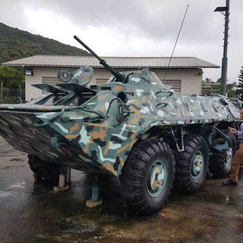 Military Armored Carrier Repainting Operation